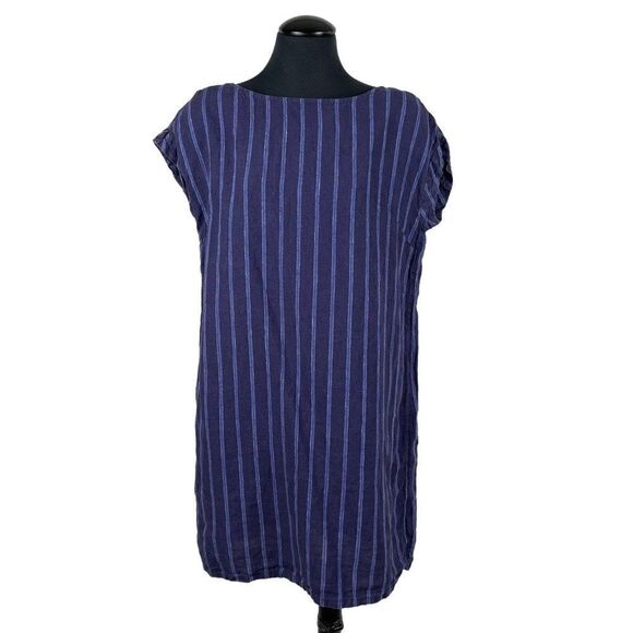 Tahari 100% Linen Stripe Mini Tunic Dress - Women’s S - Picture 1 of 5